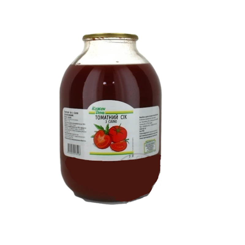 Сік КОЖЕН ДЕНЬ томатний відновлений, стерилізований, з сіллю, банка скляна, 3л